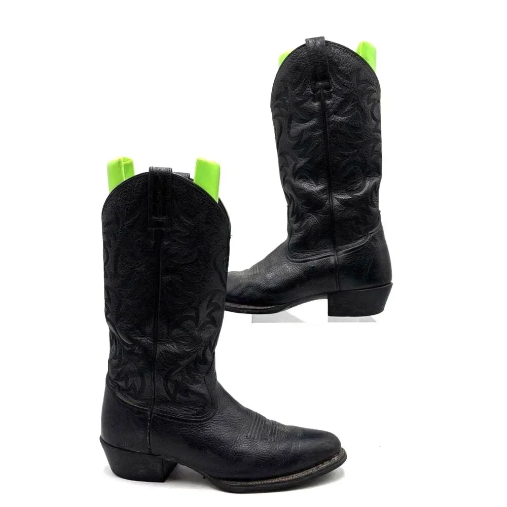 Ariat Heritage Western R Toe Black Leather Cowboy Boots Men's Size 10.5 D